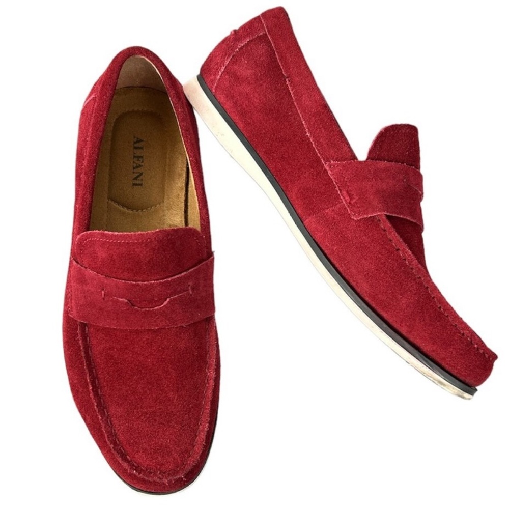 Alfani Sawyer slip-on penny loafers red leather size 8.5